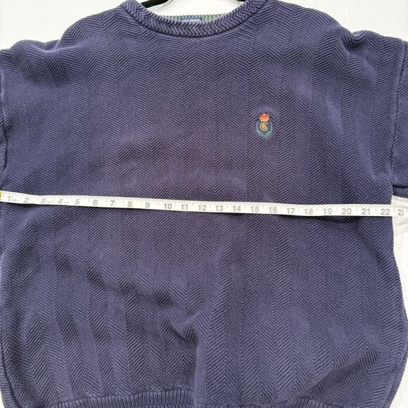 vintage Chaps Ralph Lauren Cotton Sweater Men’s XL Navy Blue Crest Logo - Picture 5 of 6